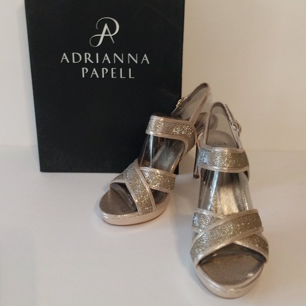 Adrianna Papell Ansel Heels 047 50395 Platino Gold Jimmy Net/Sterlin  NWT